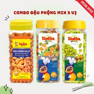 Combo 3 hủ đậu phộng Tân Tân: Đậu phộng da cá, Snack và Đậu Thập Cẩm, Đậu phộng vị rau cải