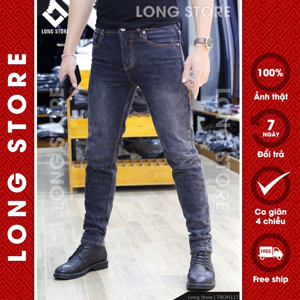 Quần jean nam deep blue LONGARES chất bò co giãn cao cấp ống đứng dáng ôm skinny siêu đẹp TRON117