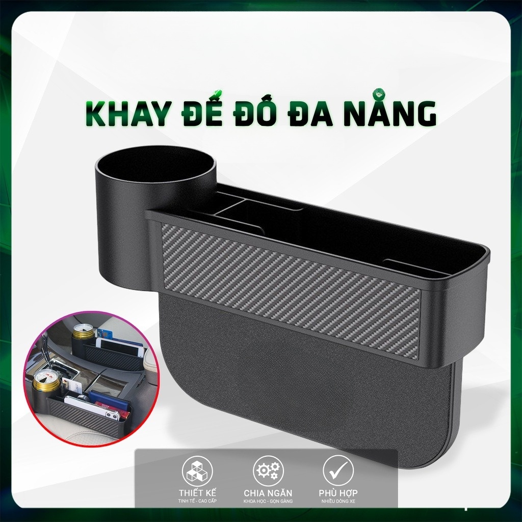 Khay Đựng Đồ Khe Ghế Ô Tô Đa Năng - Hộc Để Đồ Cao Cấp Gắn Vào Ghế Lái, Ghế Phụ Trên Xe Hơi