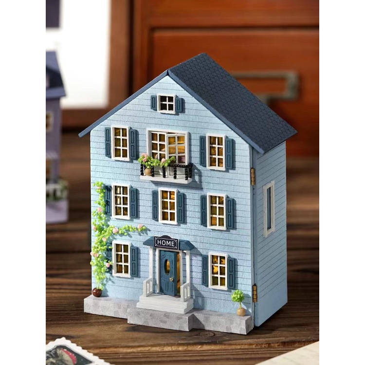 Kèm Keo dán gỗ - Mô hình nhà gỗ lắp ráp búp bê Dollhouse DIY - D031 D032 Mini House Series