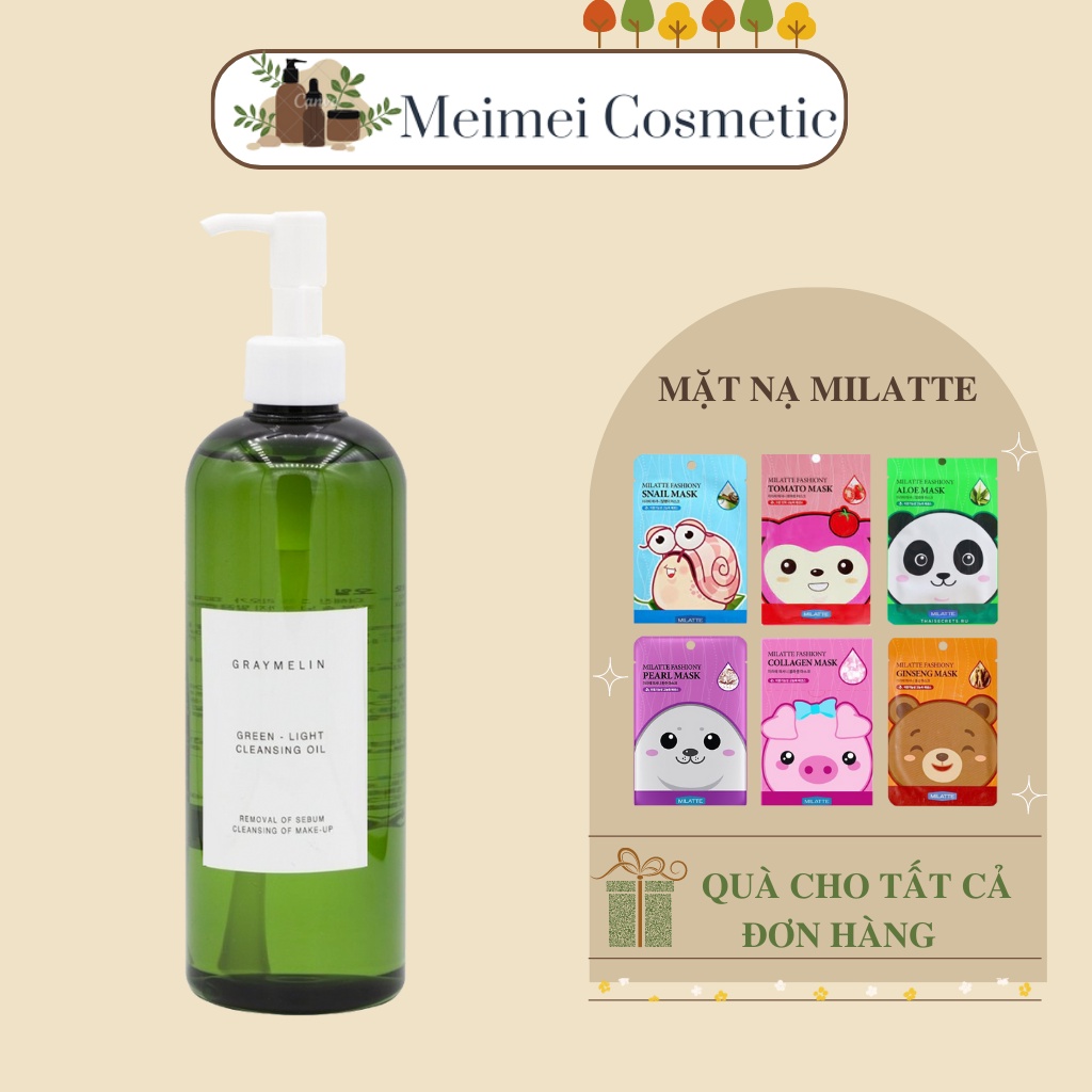Dầu Tẩy Trang Trà Xanh Graymelin Green Light Cleansing Oil 400ml Dành Riêng Cho Da Nhạy Cảm
