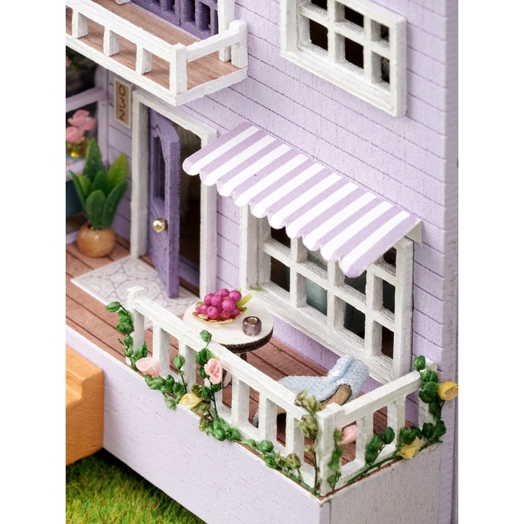 Kèm Keo dán gỗ - Mô hình nhà gỗ lắp ráp búp bê Dollhouse DIY - D031 D032 Mini House Series