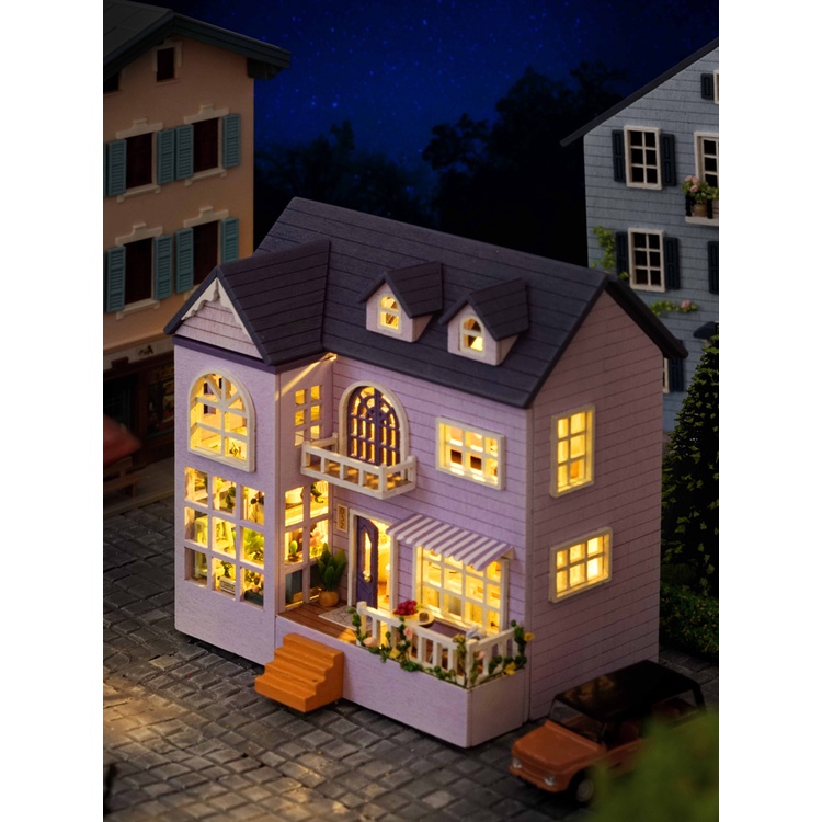 Kèm Keo dán gỗ - Mô hình nhà gỗ lắp ráp búp bê Dollhouse DIY - D031 D032 Mini House Series
