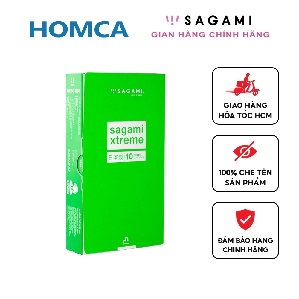 Bao cao su - Sagami Green có gân gai - hộp 10 chiếc