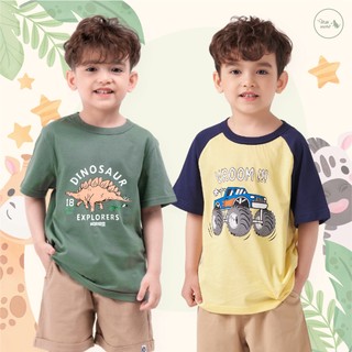 Áo thun bé trai size đại, áo cho bé mặc mùa hè chất cotton mềm họa tiết khủng long cỡ trẻ em 2,3,4,5,6,7,8 tuổi