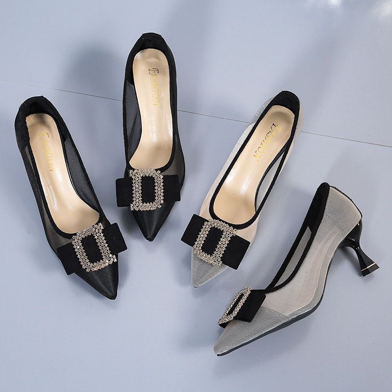 Giày cao gót lưới chiều cao 6cm