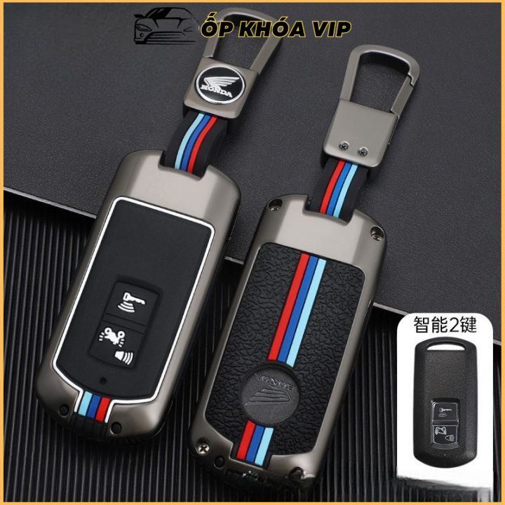 Ốp khóa kim loại bằng hợp kim cao cấp khóa Smartkey Xe Máy Airblade Lead Vario 2 Nút by Ốp khóa VIP