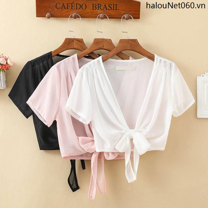 Áo Khoác Voan Mỏng Chống Nắng Chống Tia Cực Tím Dáng Ngắn Cột Dây Kiểu Pháp Thời Trang Mùa Hè 2022 Cho Nữ