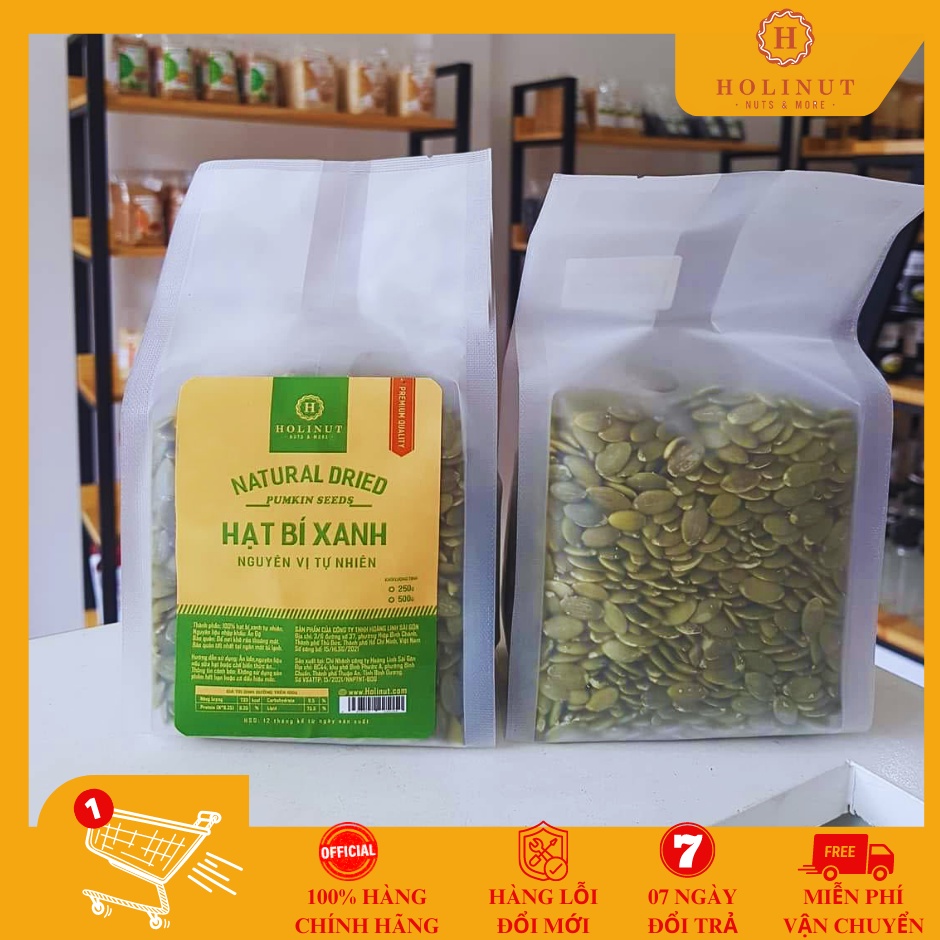 Hạt bí xanh tách vỏ Xuất xứ Ấn độ Thương Hiệu HOLINUT /đóng gói 500gr