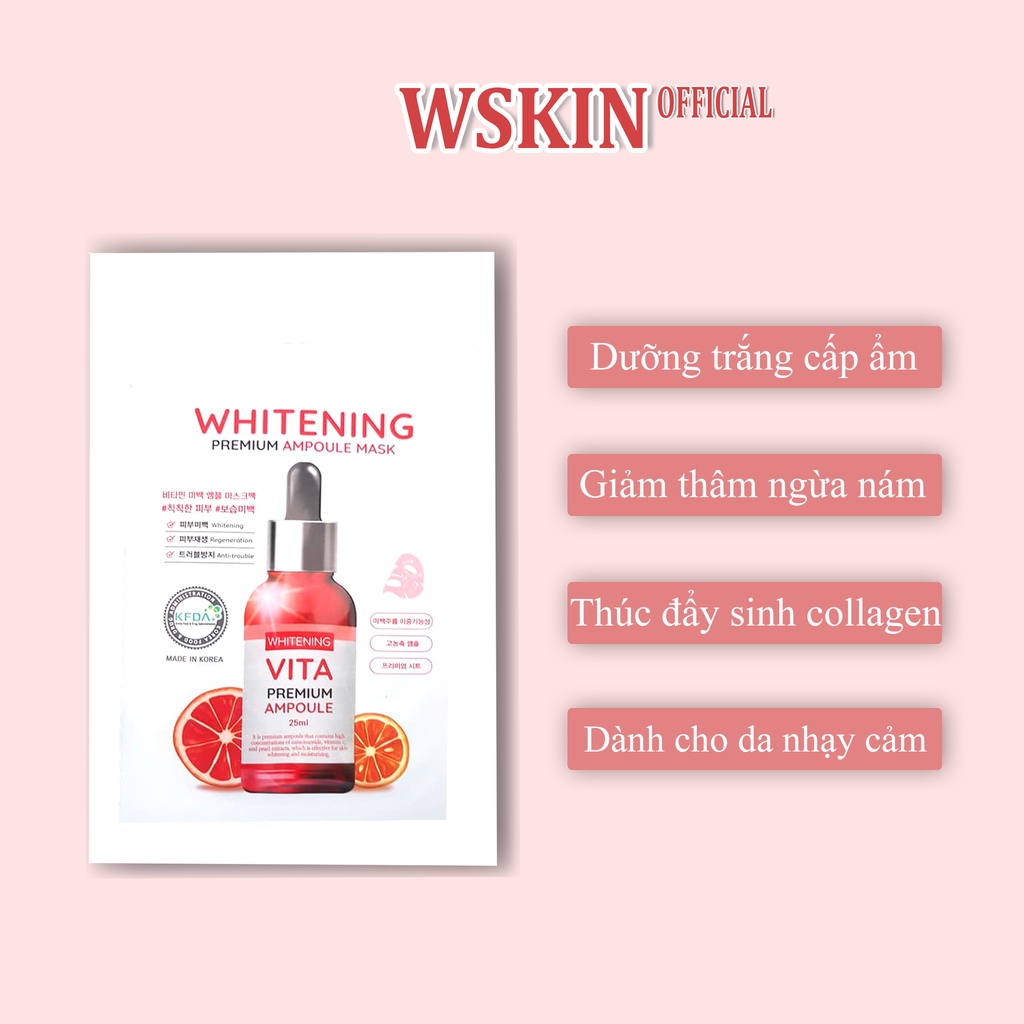 Mặt nạ làm trắng giảm thâm nám Wskin whitening premium ampoule mask