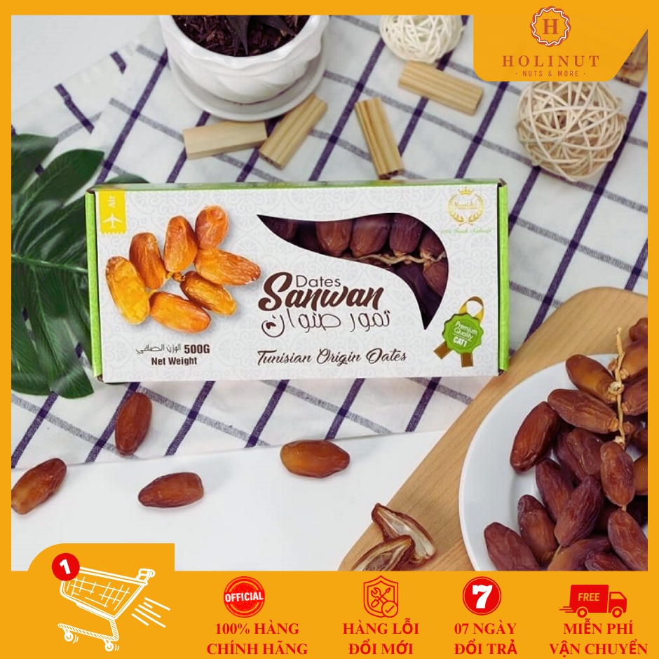 Chà Là Nguyên Cành Sấy Khô căng mộng Sanwan hộp 500g