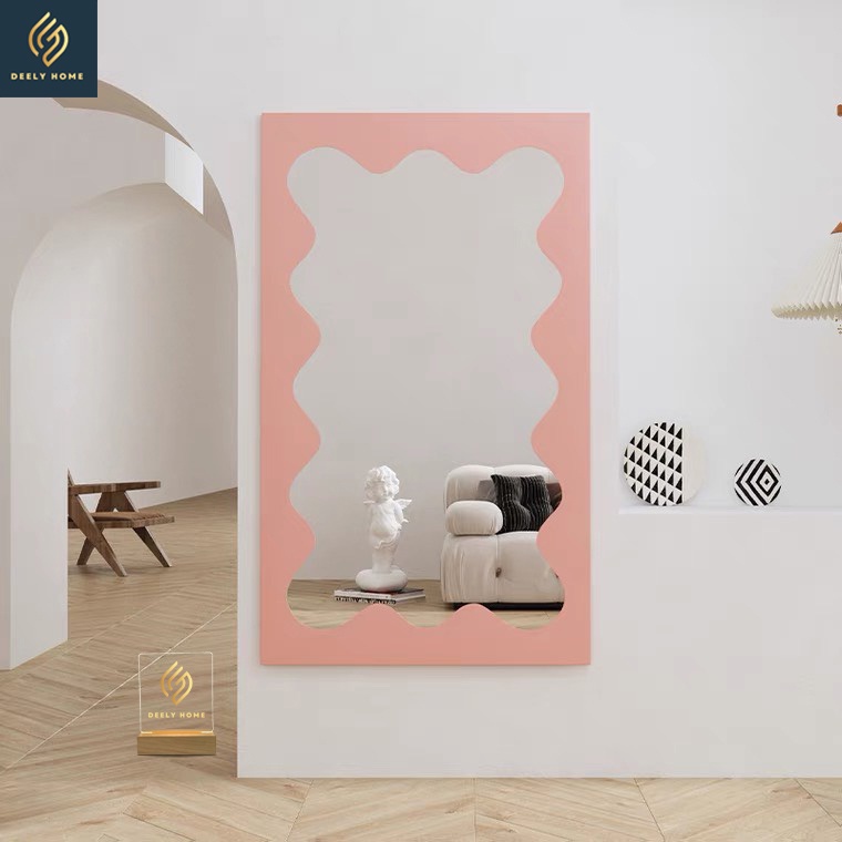 Gương Toàn Thân - DEELY HOME Khung Gỗ Hình Chữ Nhật lượn sóng Cao Cấp Decor Phòng Khách,Cửa Hàng,Phòng Ngủ