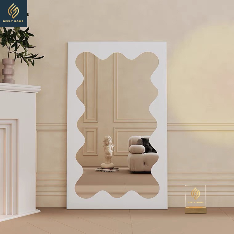 Gương Toàn Thân - DEELY HOME Khung Gỗ Hình Chữ Nhật lượn sóng Cao Cấp Decor Phòng Khách,Cửa Hàng,Phòng Ngủ