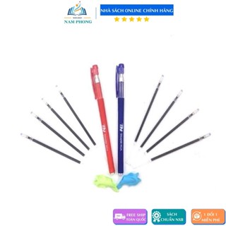 Văn phòng phẩm - Bút mực tự xóa, tự bay mực TN - Bộ 2 bút kèm 8 ruột và 2 cá cho bé tập viết