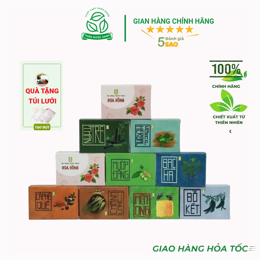 Xà bông sinh dược giảm mụn lưng, 100% từ thiên nhiên. Xà phòng handmade mướp đắng nghệ 100gram