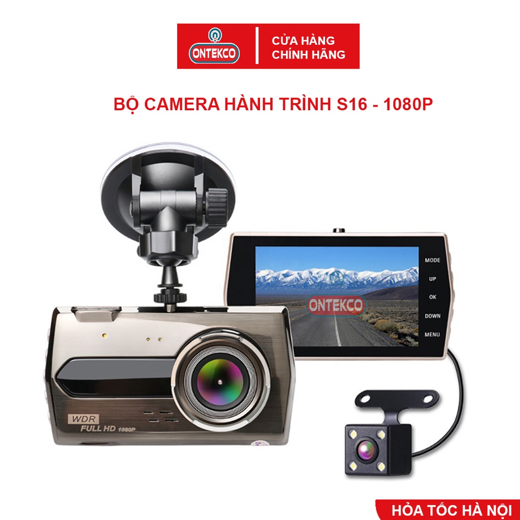 Camera Hành Trình Ô Tô ONTEKCO S16 Có Chống Rung Chất Lượng Hình Ảnh Full HD 1296p Siêu Nét