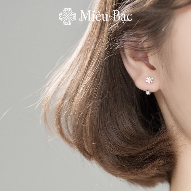 Bông tai bạc nữ Miêu Bạc hoa cúc nhí khuyên bạc 925 thời trang phụ kiện trang sức nữ B400074x