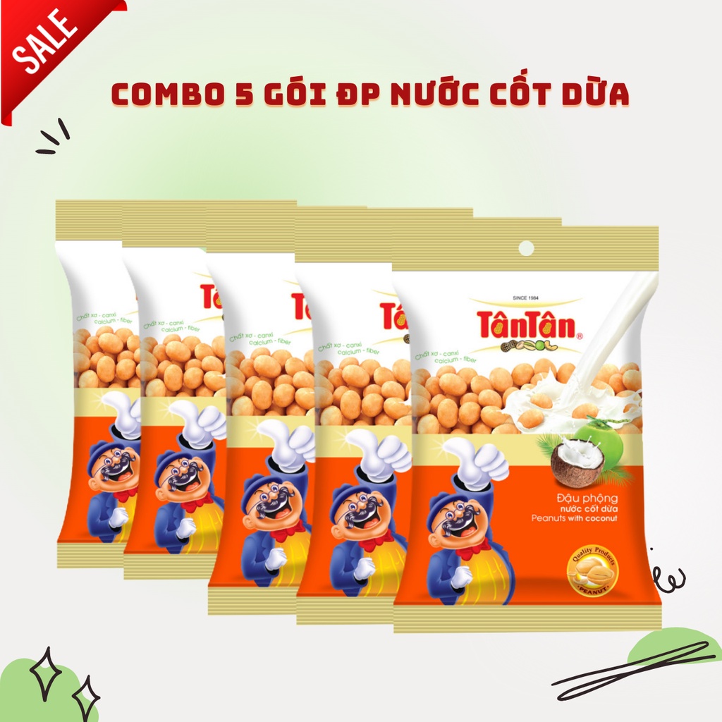 Combo 5 gói đậu phộng nước cốt dừa Tân Tân 35g