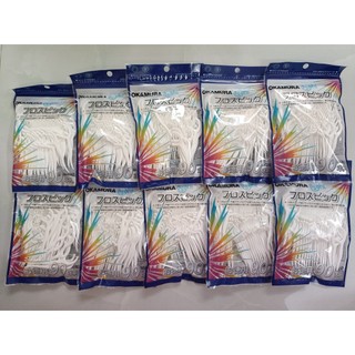Combo 10 bịch Tăm chỉ kẽ răng cao cấp Okamura Nhật bản gói 90 cây )