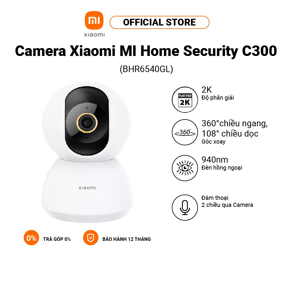 Camera Xiaomi Smart Camera C300 (BHR6540GL) - Chất lượng hình ảnh 2K siêu rõ và AI đã được nâng cấp