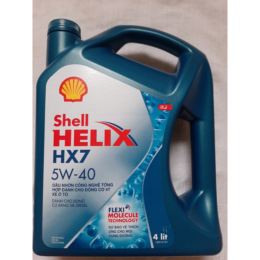 Nhớt ô tô, nhớt xe hơi máy xăng cao cấp SHELL HELIX HX7 5W-40 4L, chuyên dùng cho xe ô tô máy xăng, nhẹ máy, ít hao xăng