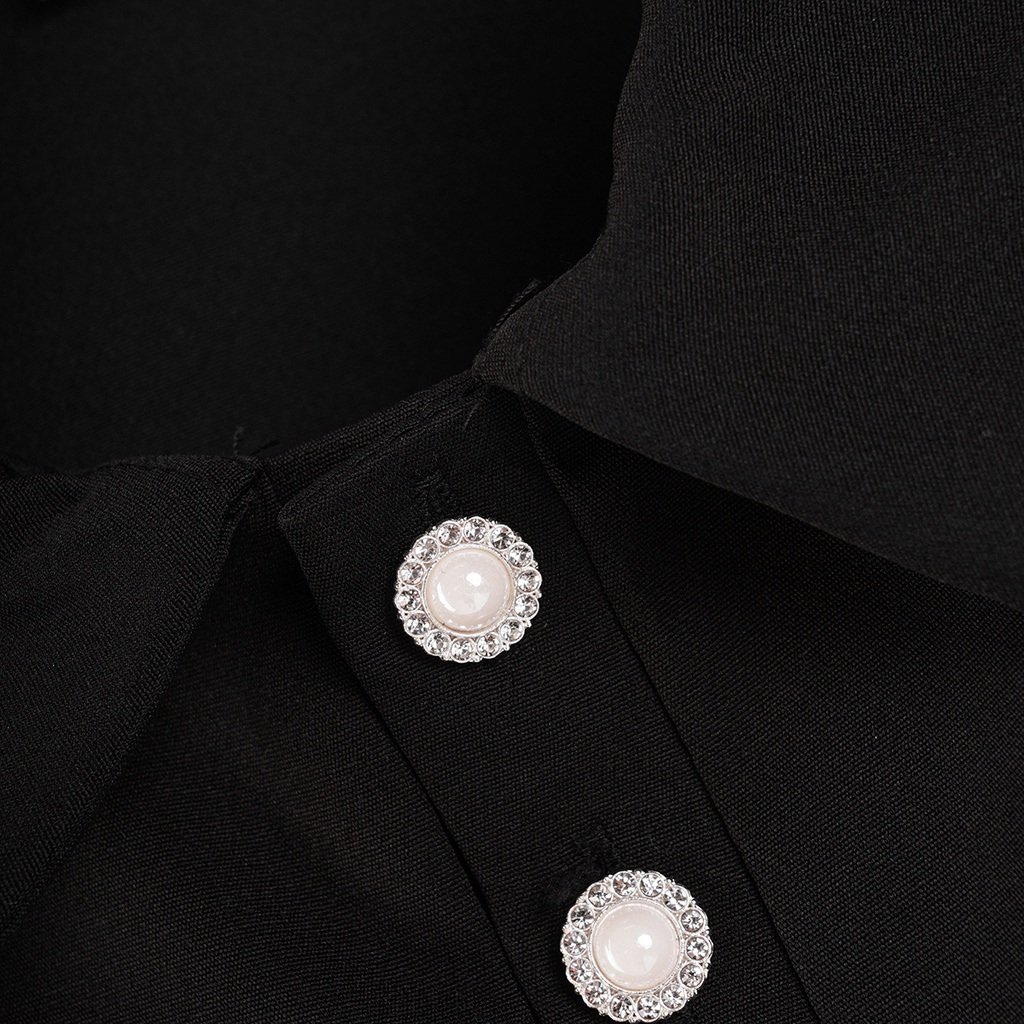 Váy đầm Polo Fiona hở lưng tiểu thư phối nơ tay bồng SOURIS BY G