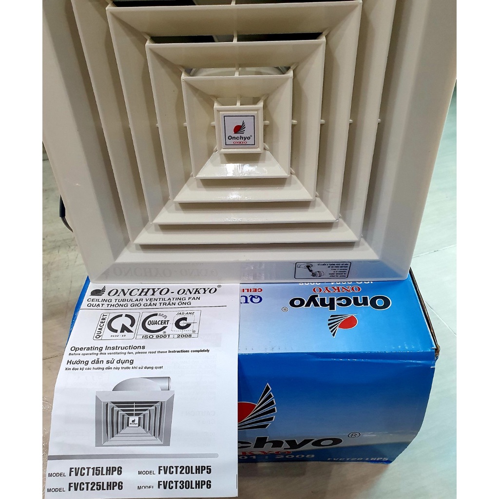 Quạt hút âm trần Onkyo FVCT15LHP6 có ống thông gió - Hàng chính hãng