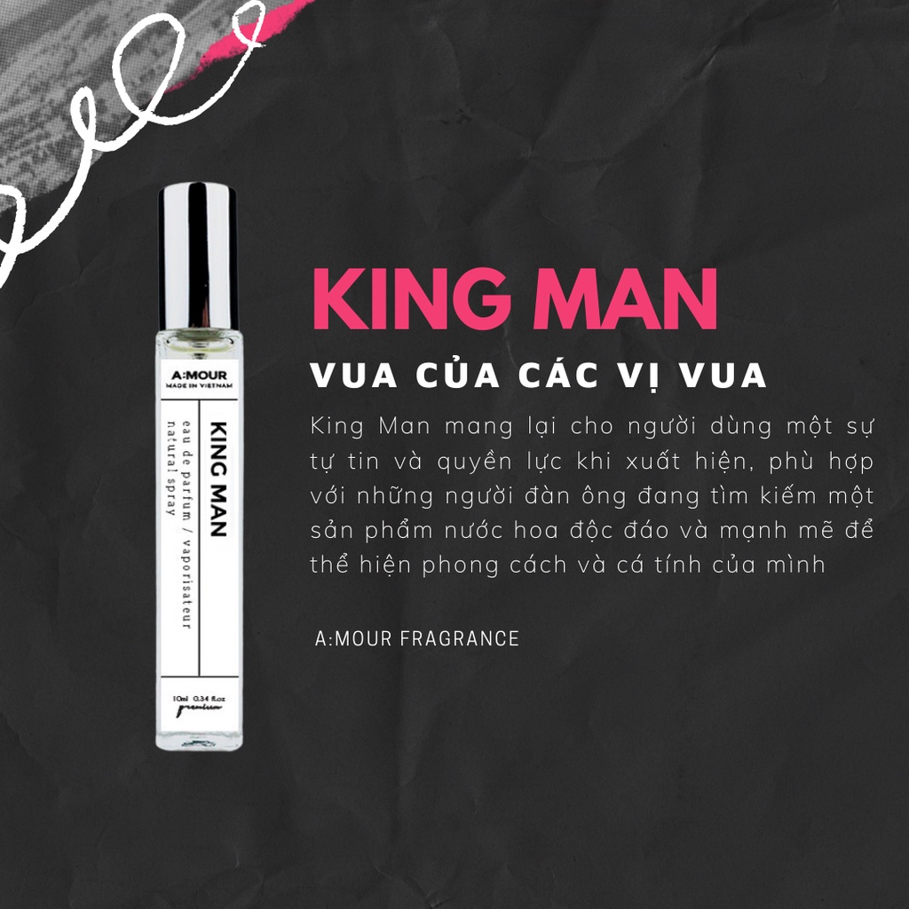 Nước Hoa Nam King Man Nguyên Liệu Nhập Pháp Hương Thơm Mạnh Mẽ, Trầm Ấm Dạng Xịt 10ml và 2ml