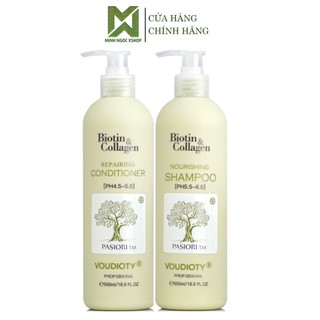 Dầu gội xả cho tóc dầu Biotin xanh lá, Biotin Collagen Voudioty 500ML chính hãng