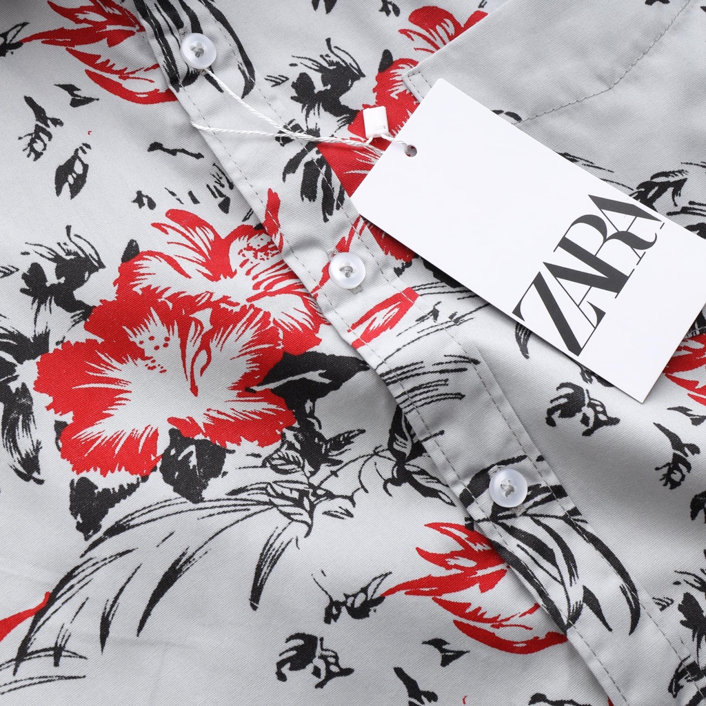 Áo sơ mi nam tay ngắn Z a r a hoạ tiết form slim fit