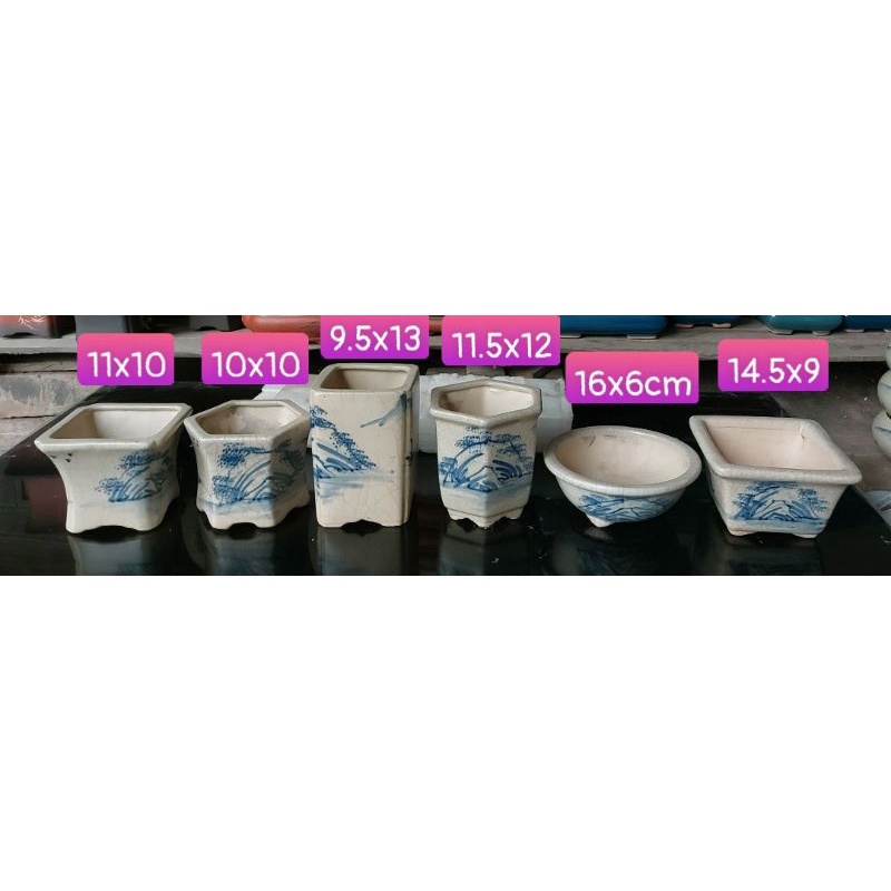 chậu gốm trồng cây mini trồng sen đá hoa văn vẽ tay