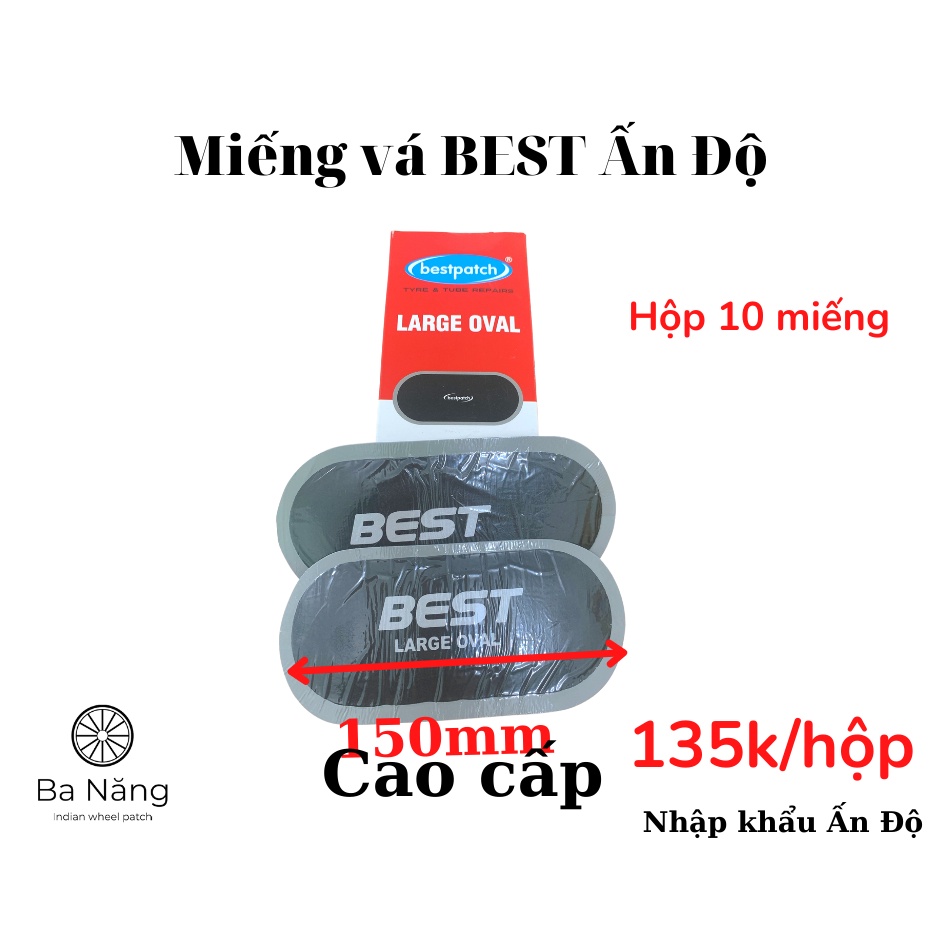 Miếng vá săm, vá ruột, vá lốp, vá vỏ xe máy, ôtô BEST hình Oval (Large oval 150x70mm) (hộp 20 miếng)