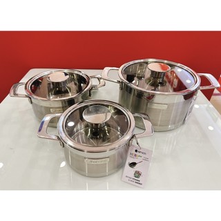 Bộ nồi inox liền khối elmich hera el 8266 size 16,18,22cm.