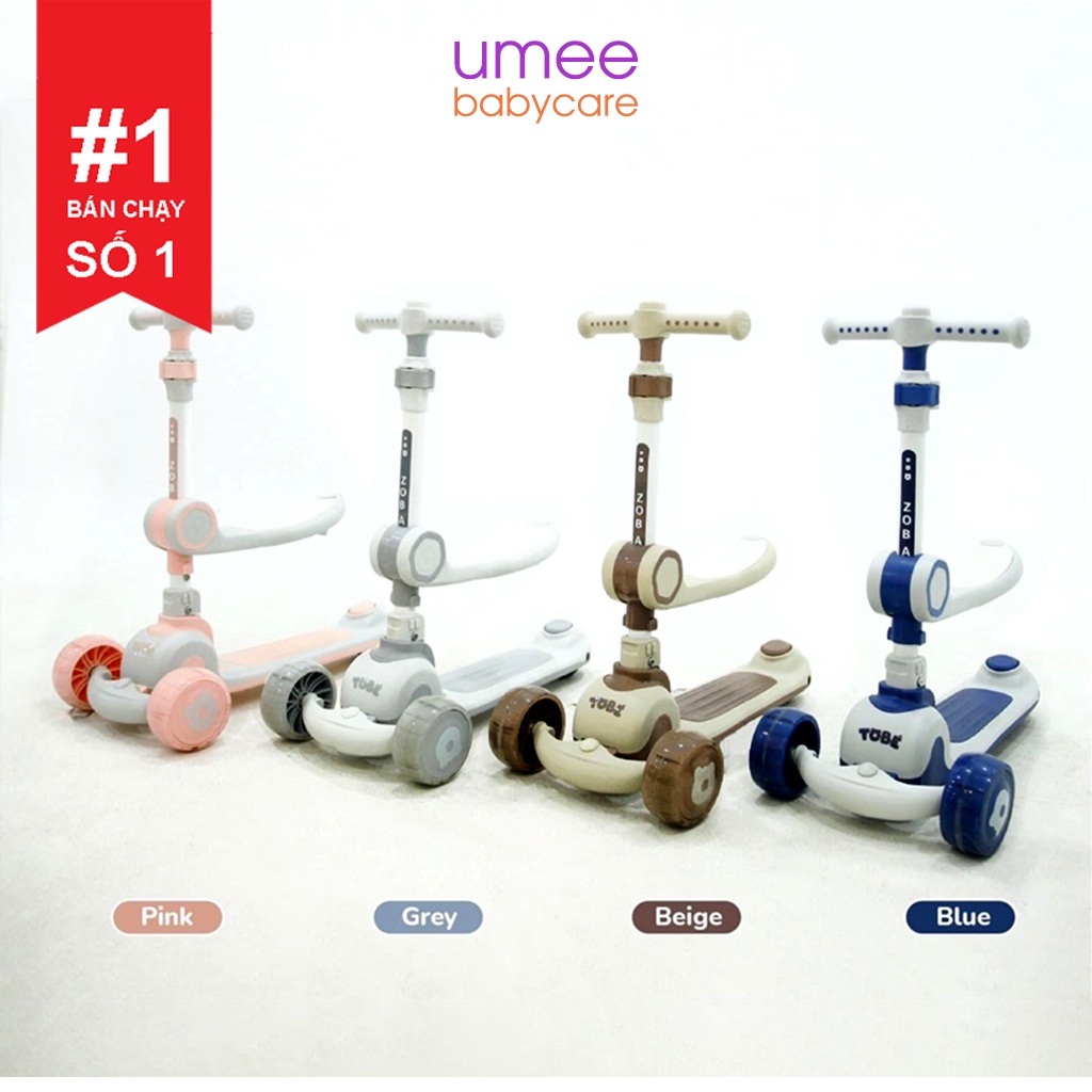 Xe Trượt Scooter Kết Hợp Xe Chòi Chân 3 Bánh Zoba Tobe Đa Năng, Gấp Gọn Tiện Lợi,siêu chắc chắn cho bé từ 2 tuổi
