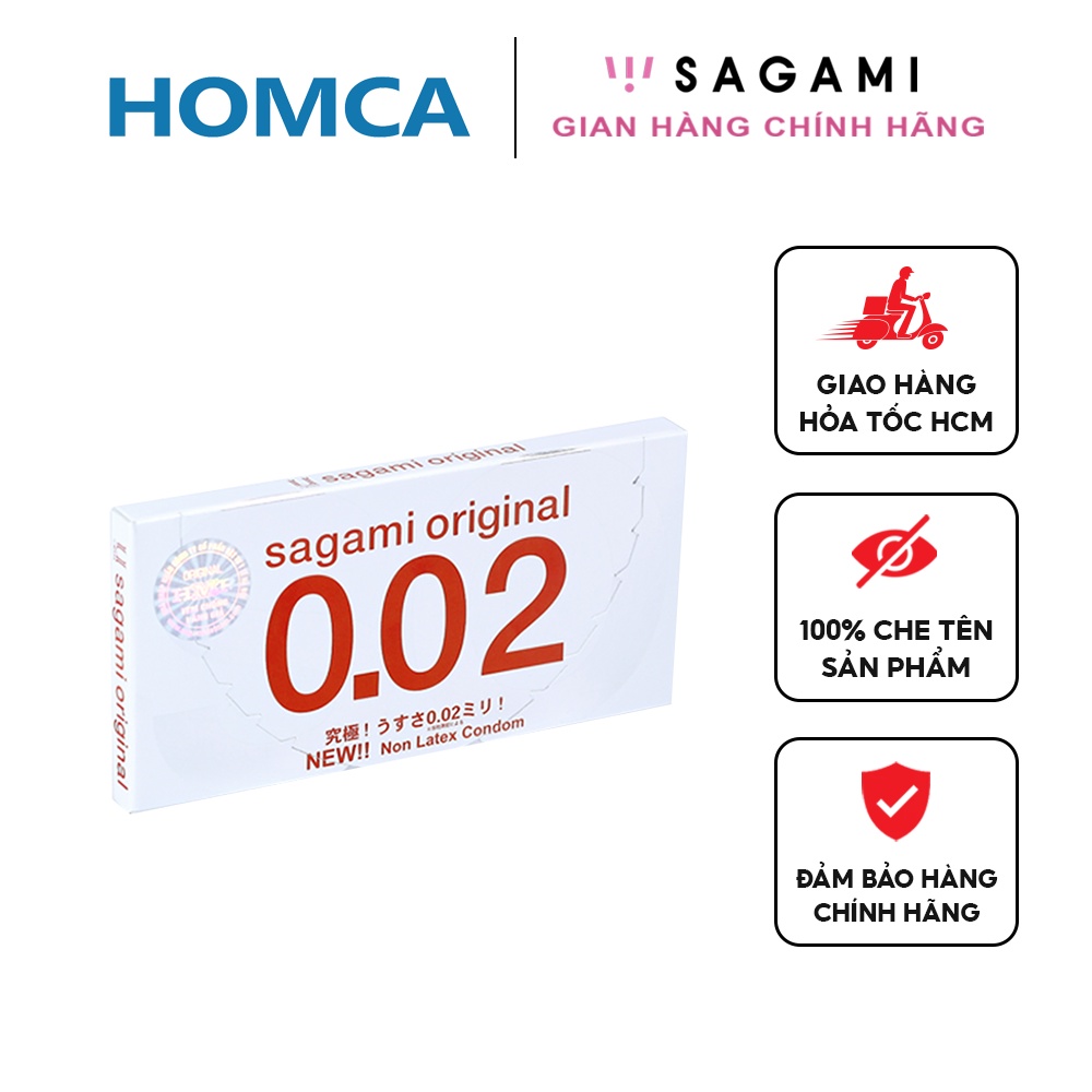 Bao cao su - Sagami 002 siêu mỏng - Non latex - Hộp 2 chiếc