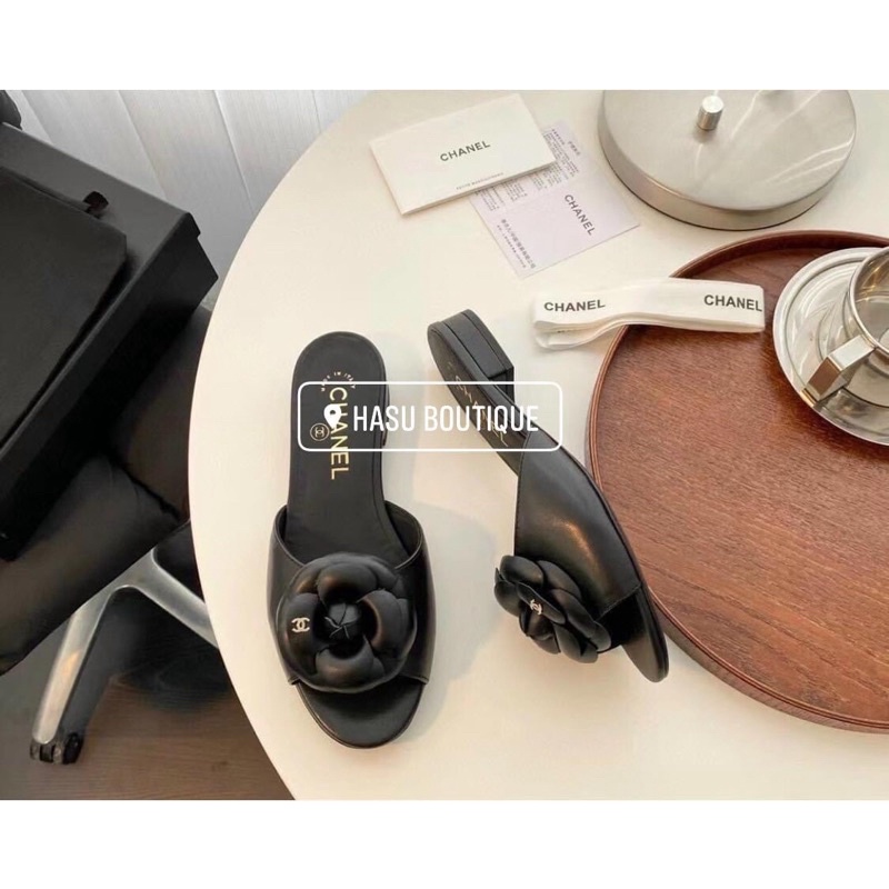 Dép CN hoa trà - Dép Nữ thời trang ( Hàng fullbox + Túi giấy )