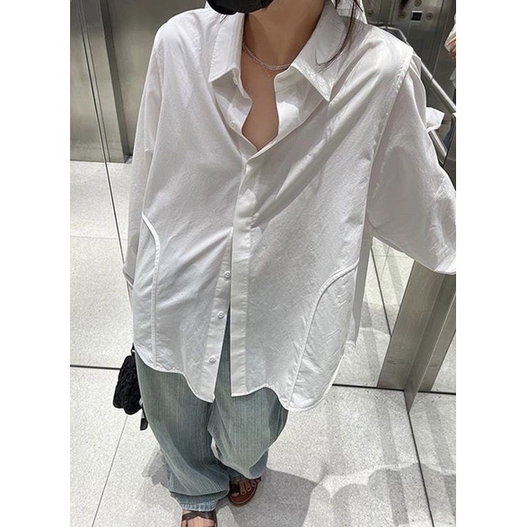Áo sơ mi Trắng dài form oversize