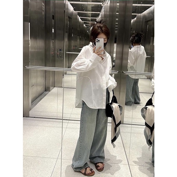 Áo sơ mi Trắng dài form oversize