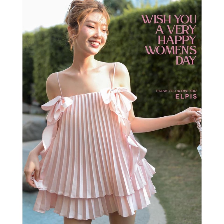 Đầm dập li baby hot hit 2 nơ vai chất satin mịn đẹp: ảnh thật trải