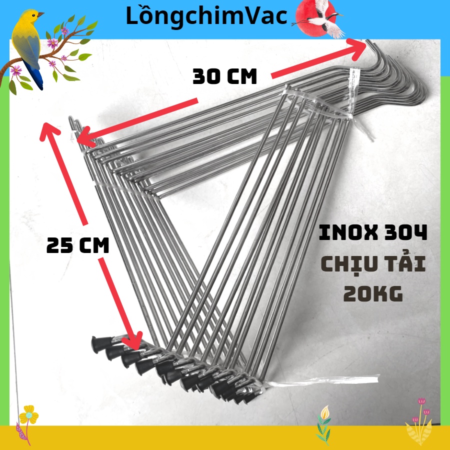 MÓC LỒNG CHIM TREO TƯỜNG, MÓC TREO LỒNG CHIM, MÓC TREO INOX GẮN TƯỜNG TẢI TRỌNG 15KG