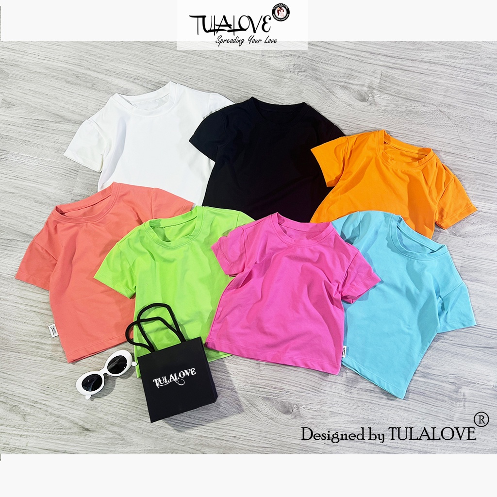 Áo Thun Basic Cho Bé Gái Màu Đơn Sắc Cực Yêu Áo Thun Mùa Hè Cho Bé Gái Tulalove