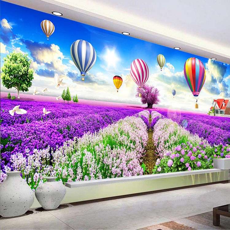 Tranh đính đá Cánh đồng hoa Lavender Lãng mạng cỏ hoa đính full – Tự đính