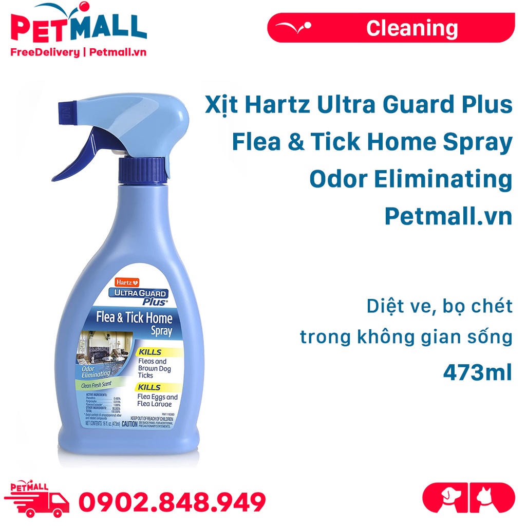 Xịt Hartz Ultra Guard Plus Flea & Tick Home Spray Odor Eliminating 473ml - Diệt ve, bọ chét trong không gian sống