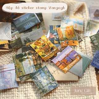 Hộp 46 sticker tranh Vangogh trang trí sổ, làm journal