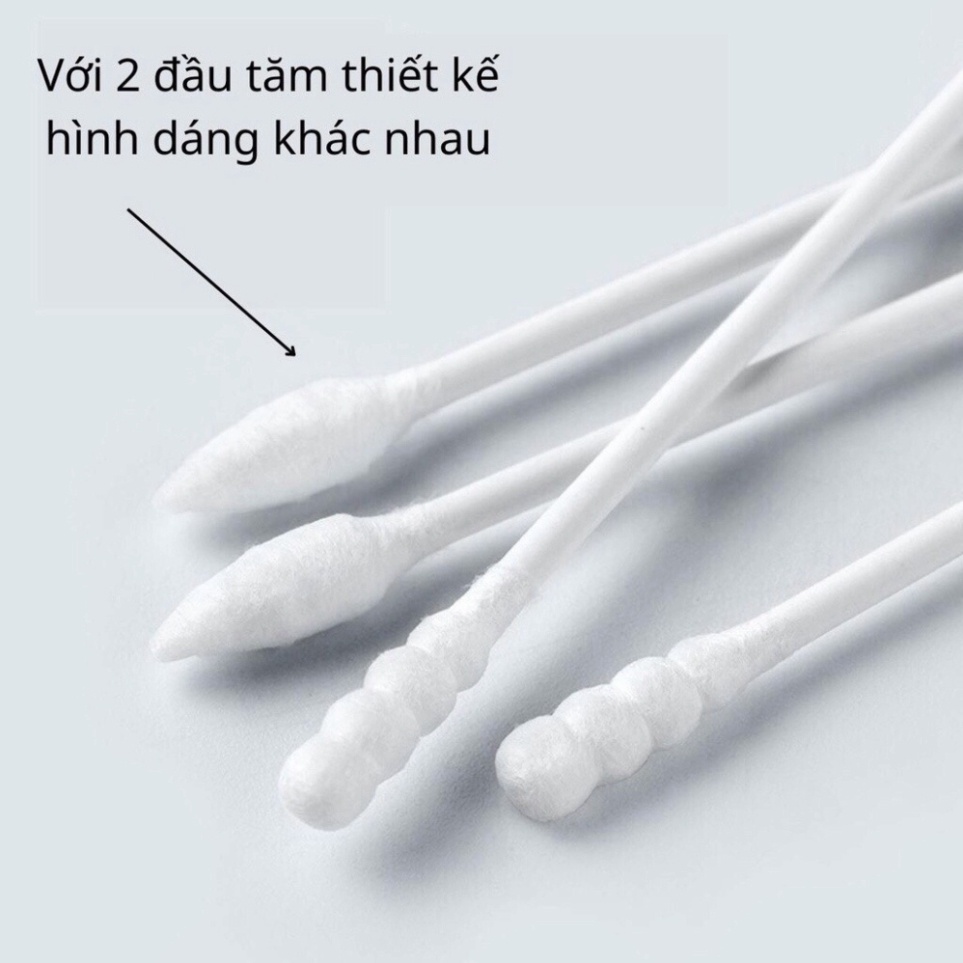 Hộp 200 tăm bông 2 đầu vệ sinh tai, mũi - kháng khuẩn, mềm mịn BN 001 BH 003