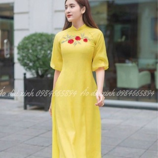 Áo dài thêu hoa đính đá