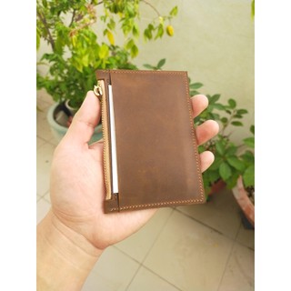 Ví zipper tối giản đồ da thủ công