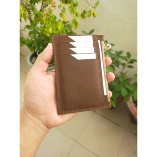 Ví zipper tối giản đồ da thủ công