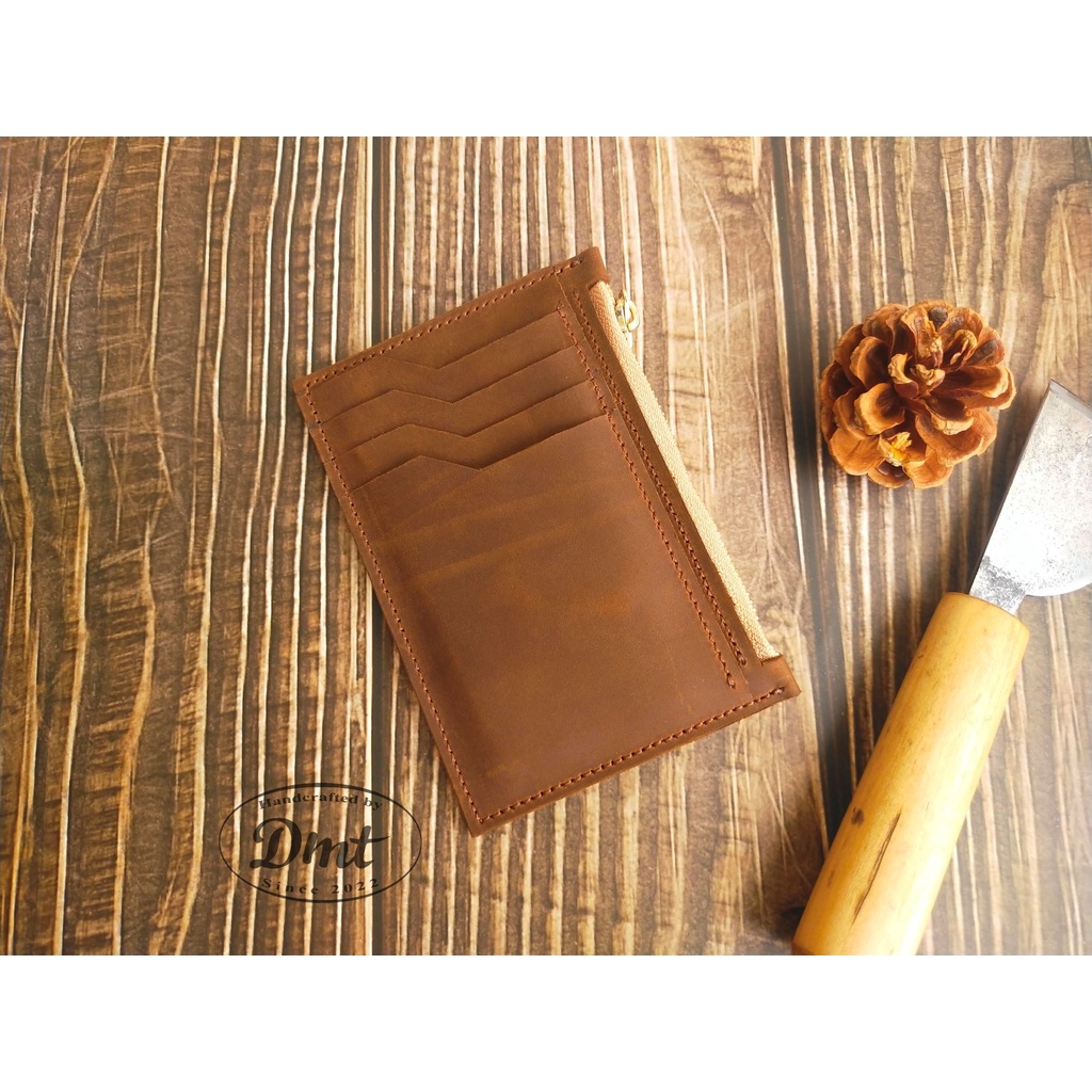 Ví zipper tối giản đồ da thủ công