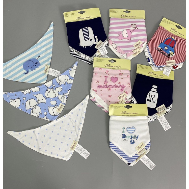 Sét 3 yếm tam giác Momcare dành cho bé sơ sinh đến 4 tuổi